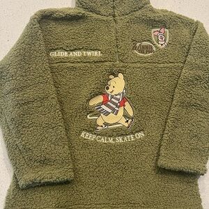 Disney Winnie the Pooh Sage Green Sherpa Pullover Medium